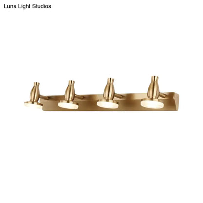 Modern brass 4 head bathroom vanity lamp with round metal shade