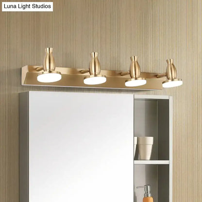 Modern brass 4 head bathroom vanity lamp with round metal shade