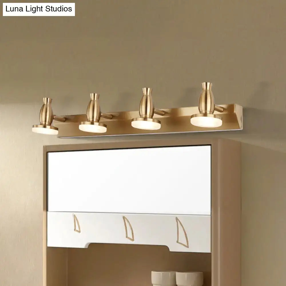 Modern brass 4 head bathroom vanity lamp with round metal shade