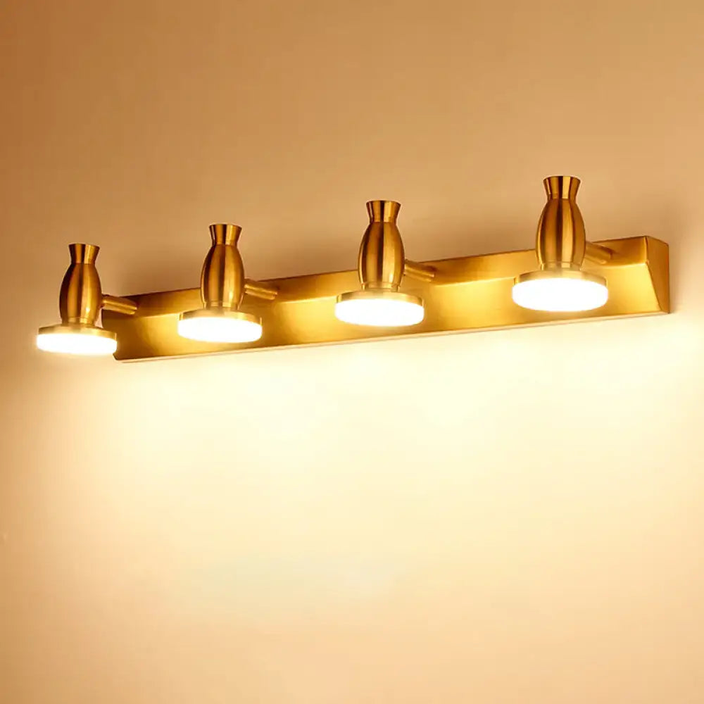 Modern brass 4 head bathroom vanity lamp with round metal shade