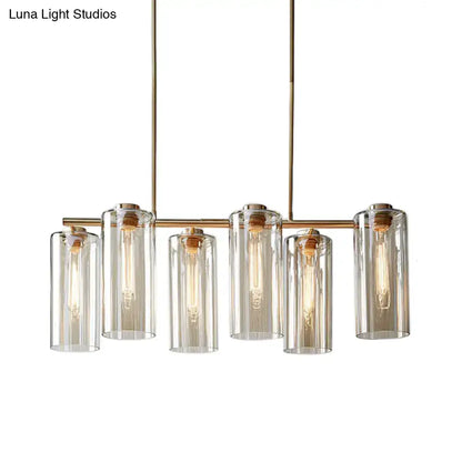 Modern brass 5 light cognac glass chandelier dining room island light