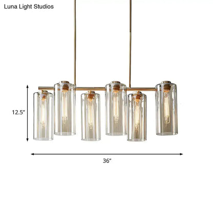 Modern brass 5 light cognac glass chandelier dining room island light