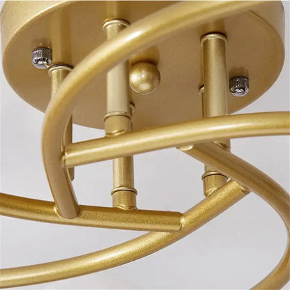 Modern brass 5-light frosted glass bulb ceiling light fixture kitchen