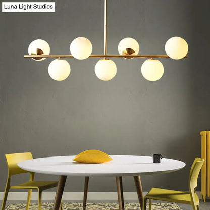 Modern brass 6 globe spherical dining room pendant light