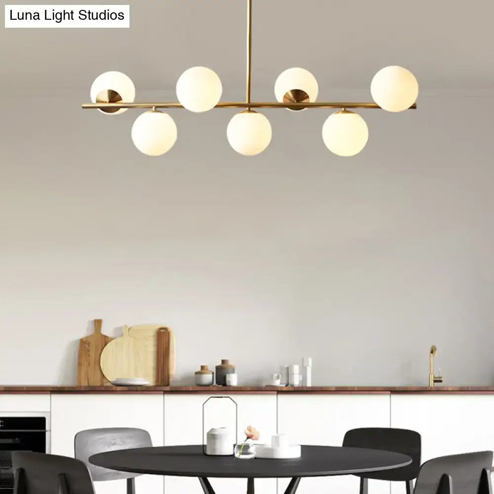 Modern brass 6 globe spherical dining room pendant light