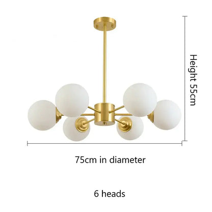 Modern brass 8-light glass ball pendant lights dining room chandelier