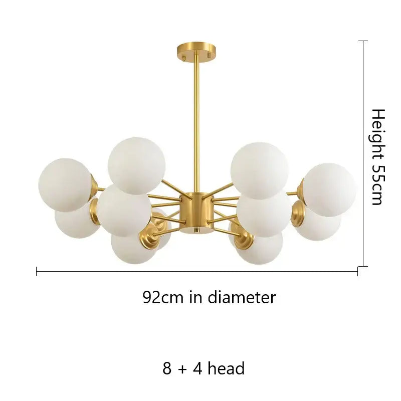 Modern brass 8-light glass ball pendant lights dining room chandelier