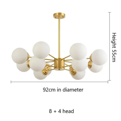 Modern brass 8-light glass ball pendant lights dining room chandelier