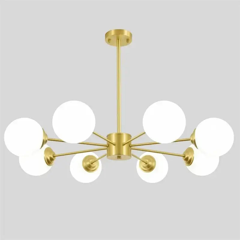 Modern brass 8-light glass ball pendant lights dining room chandelier