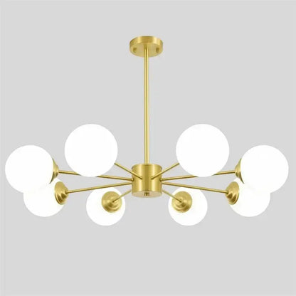 Modern brass 8-light glass ball pendant lights dining room chandelier