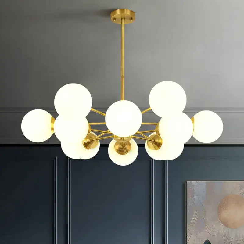 Modern brass 8-light glass ball pendant lights dining room chandelier