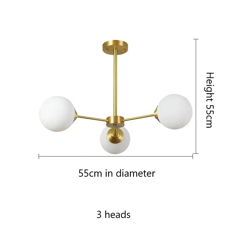 Modern brass 8-light glass ball pendant lights dining room chandelier