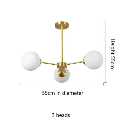 Modern brass 8-light glass ball pendant lights dining room chandelier