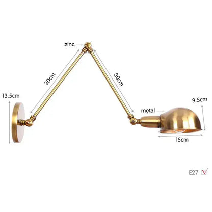 Modern brass adjustable arm wall sconces for bedroom decor