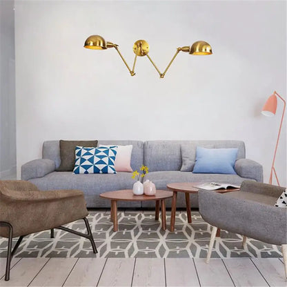 Modern brass adjustable arm wall sconces for bedroom decor