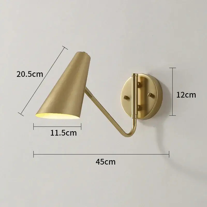 Modern brass adjustable e27 led wall lamp bedroom reading light