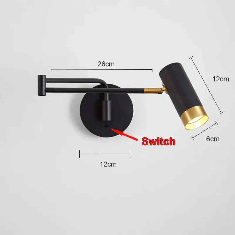 Modern brass adjustable e27 led wall lamp bedroom reading light
