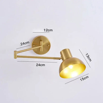 Modern brass adjustable e27 led wall lamp bedroom reading light