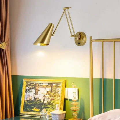 Modern brass adjustable e27 led wall lamp bedroom reading light