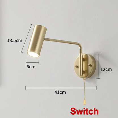 Modern brass adjustable e27 led wall lamp bedroom reading light