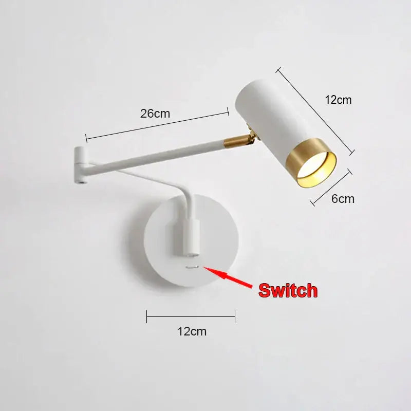 Modern brass adjustable e27 led wall lamp bedroom reading light