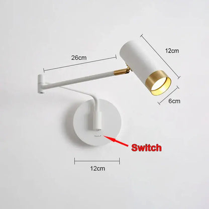 Modern brass adjustable e27 led wall lamp bedroom reading light