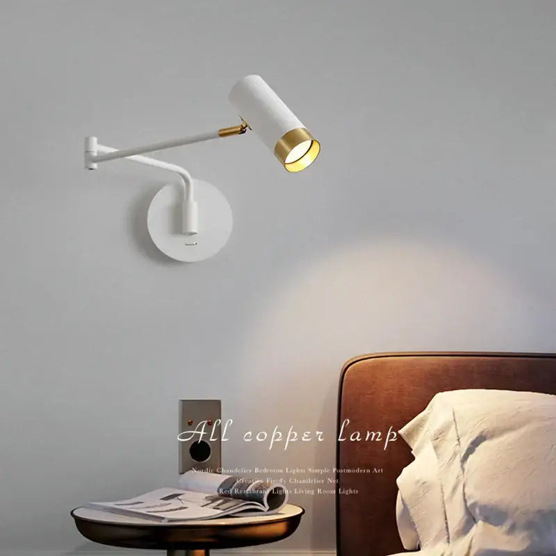 Modern brass adjustable e27 led wall lamp bedroom reading light