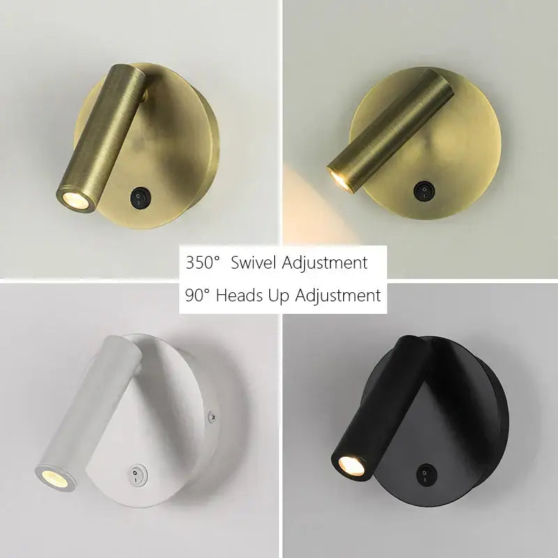 Modern brass adjustable led wall reading lamp bedroom spotlight