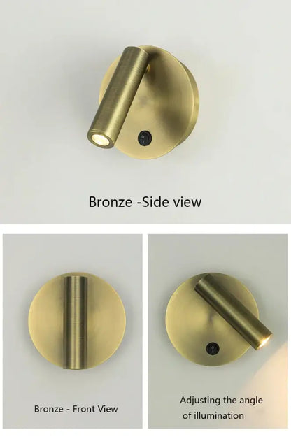 Modern brass adjustable led wall reading lamp bedroom spotlight