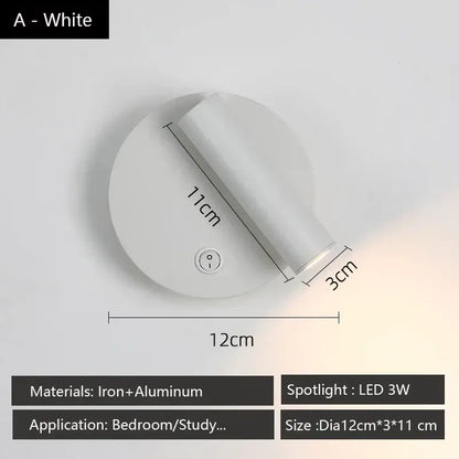 Modern brass adjustable led wall reading lamp bedroom spotlight