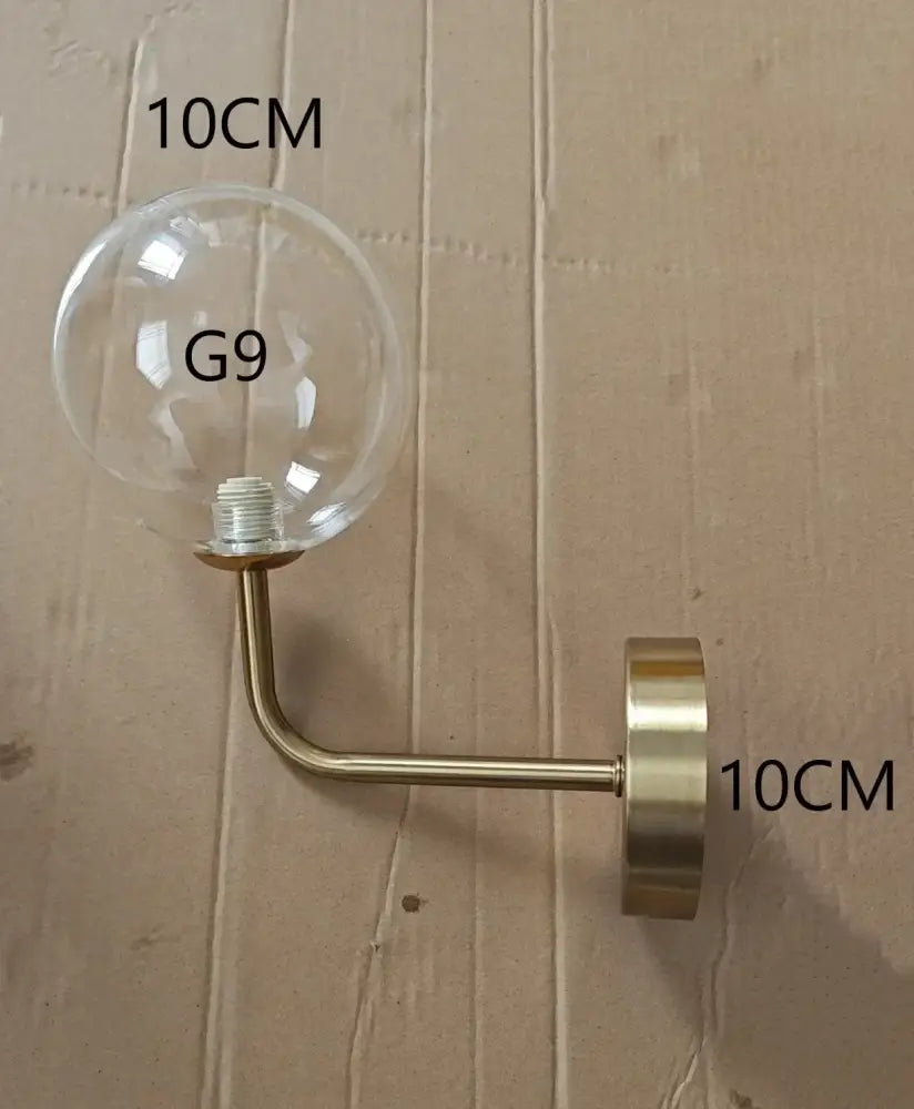 Modern brass amber glass ball wall lamps bedroom light