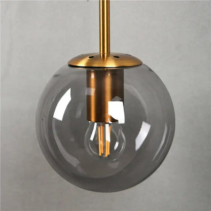 Modern brass amber glass ball wall lamps bedroom light