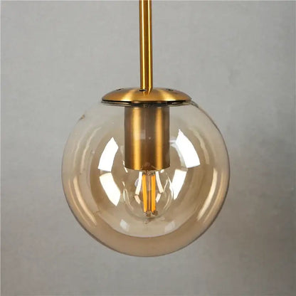 Modern brass amber glass ball wall lamps bedroom light