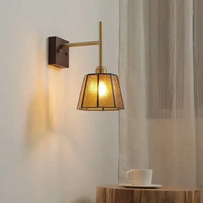 Modern brass and amber glass copper led wall lights bedroom sconce