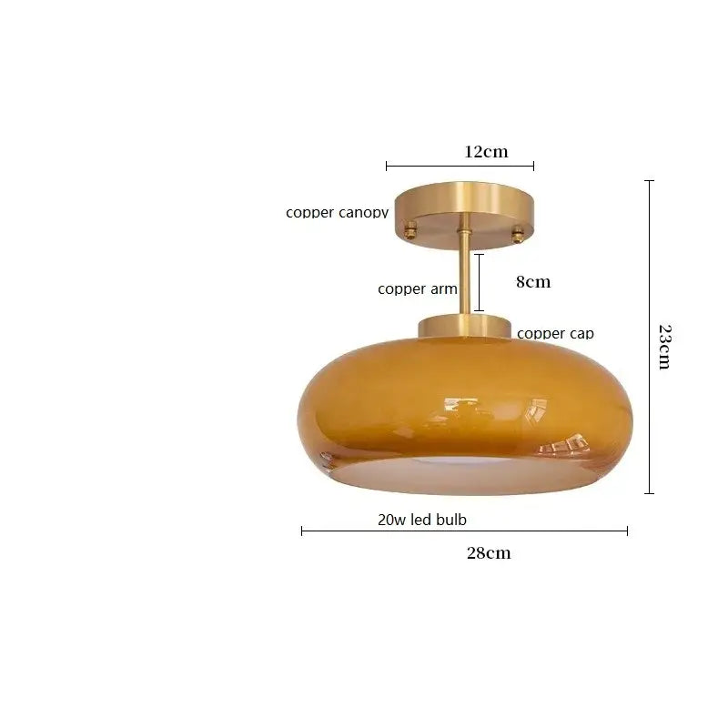 Modern brass and amber glass pendant light – kitchen led lighting