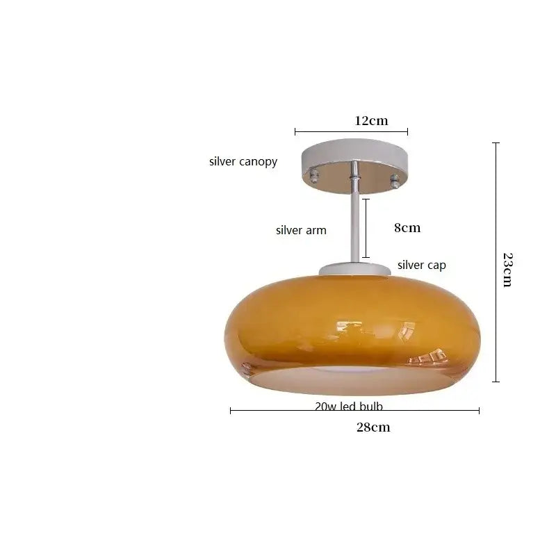 Modern brass and amber glass pendant light – kitchen led lighting
