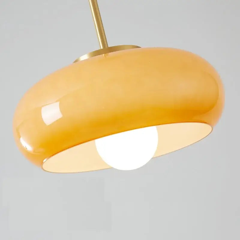 Modern brass and amber glass pendant light – kitchen led lighting