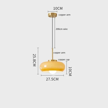 Modern brass and amber glass pendant light – kitchen led lighting