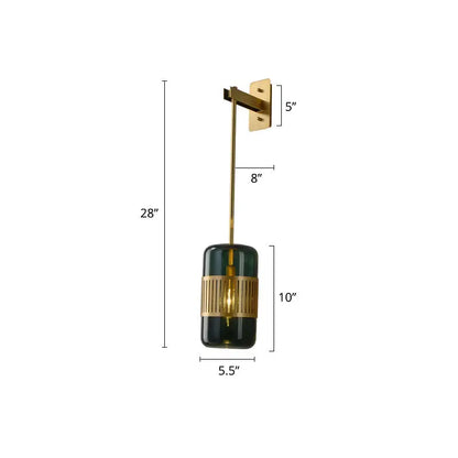 Modern brass and amber glass wall sconce – bedroom modern wall light