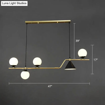 Modern brass and black 3 light hanging island light for dining room