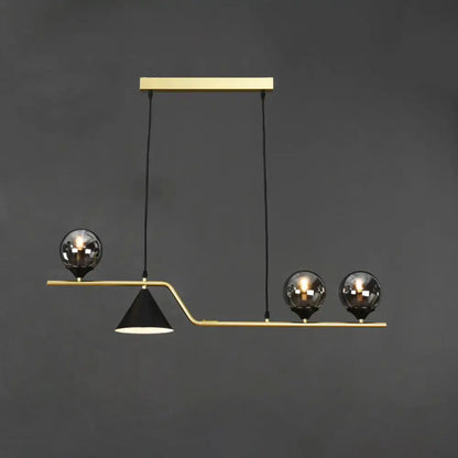 Modern brass and black 3 light hanging island light for dining room
