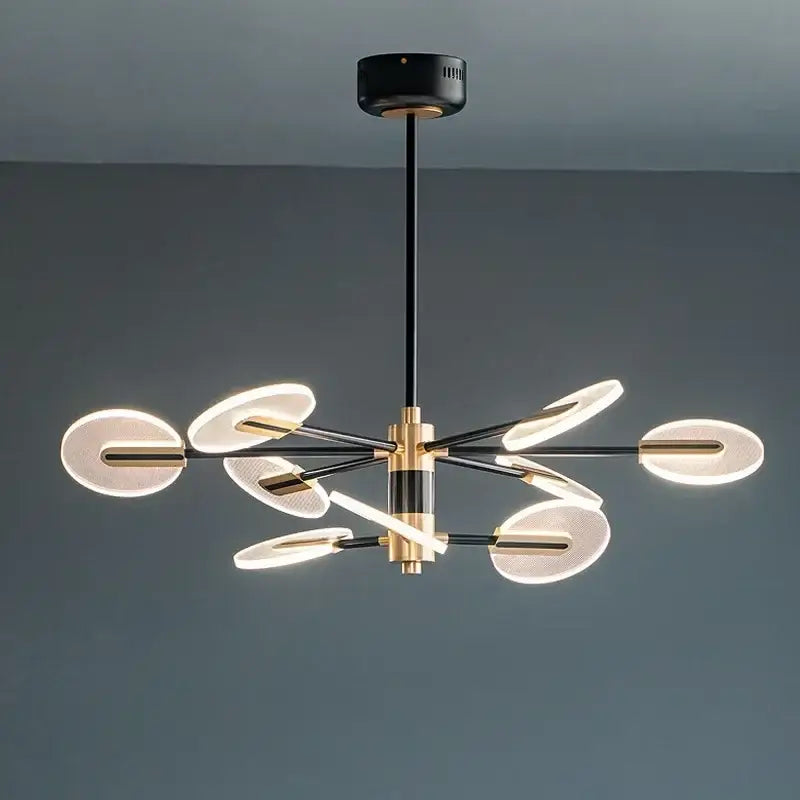 Modern brass and black acrylic led ceiling chandelier living room