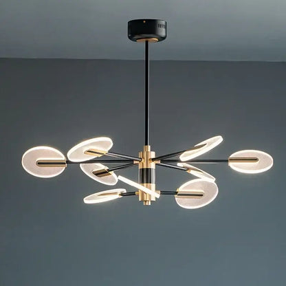 Modern brass and black acrylic led ceiling chandelier living room