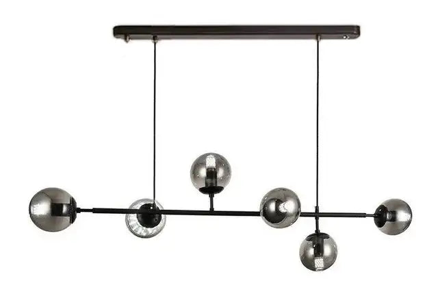 Modern brass and black art glass ball chandelier living room light