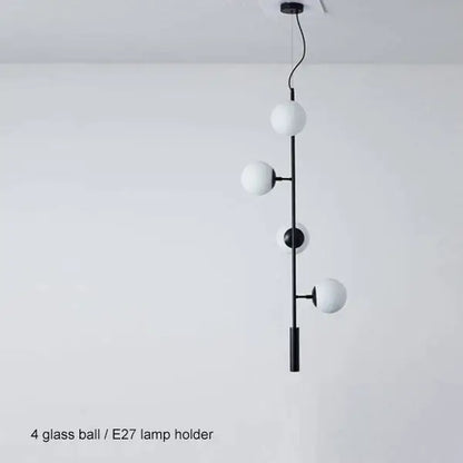 Modern brass and black art glass ball chandelier living room light
