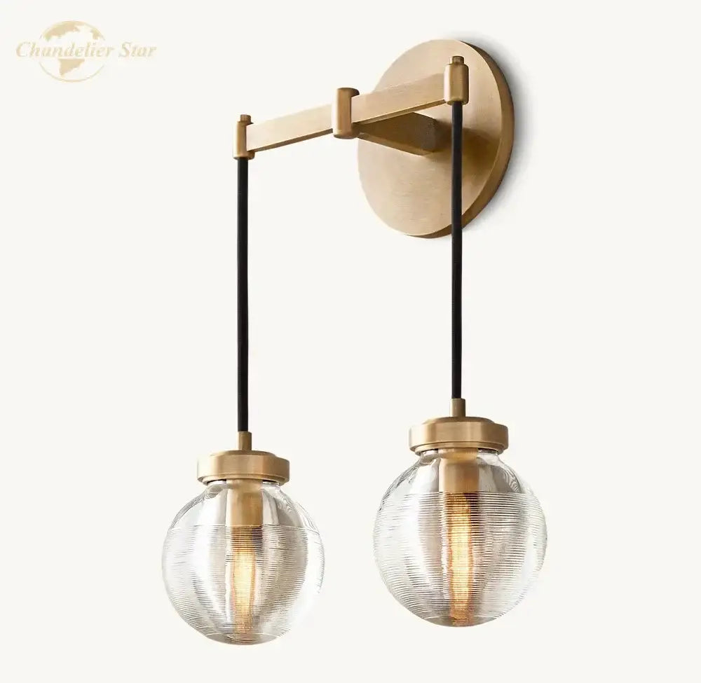 Modern brass and black crystal led wall sconce bedroom light fixture