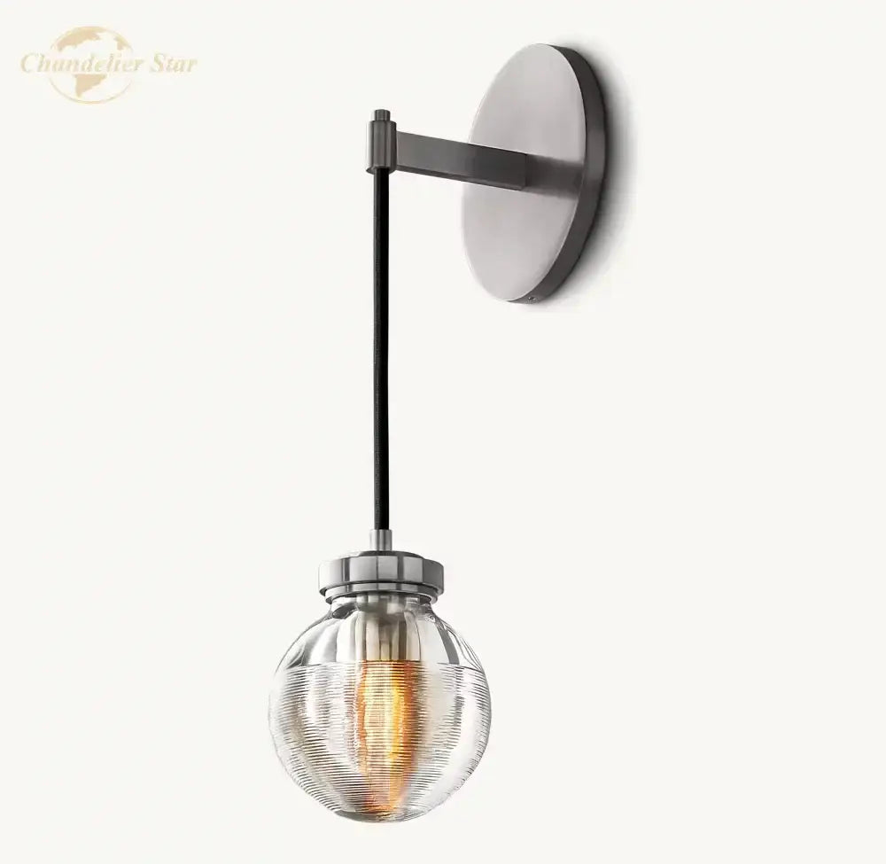 Modern brass and black crystal led wall sconce bedroom light fixture
