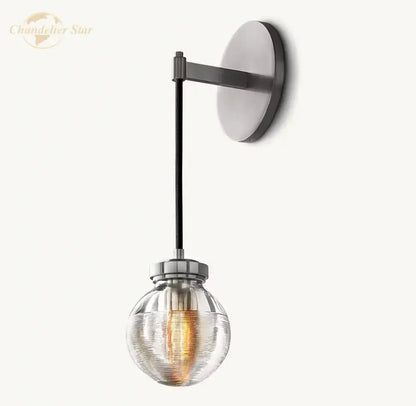 Modern brass and black crystal led wall sconce bedroom light fixture