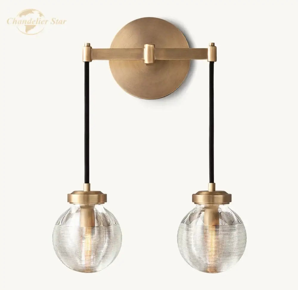 Modern brass and black crystal led wall sconce bedroom light fixture