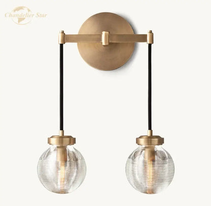 Modern brass and black crystal led wall sconce bedroom light fixture